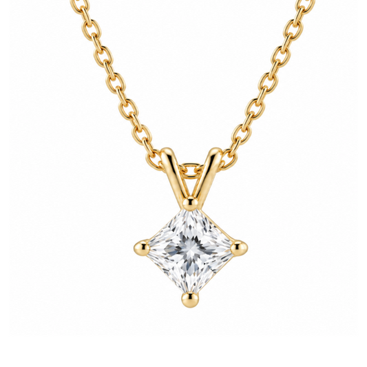Fiora Princess-Cut Solitaire Lab-Grown Diamond Pendant Gold Vermeil