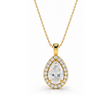 Encore Pear Halo Lab-Grown Diamond Pendant Gold Vermeil