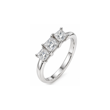 Triven: Three-Stone Princess-Cut Lab-Grown Diamond Ring in 925 Sterling Silver