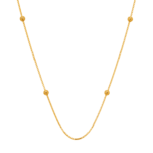 Elegant Textured Bead Link Gold Chain